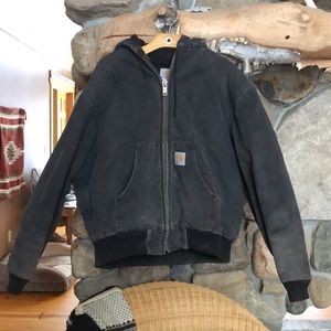 Carhartt black vintage lined jacket with a hood. L or XL